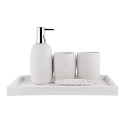 White Sandstone Bathroom Accessory Set - HGHOM