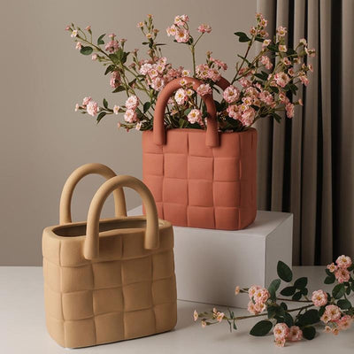 Woven Handbag Ceramic Vase - HGHOM